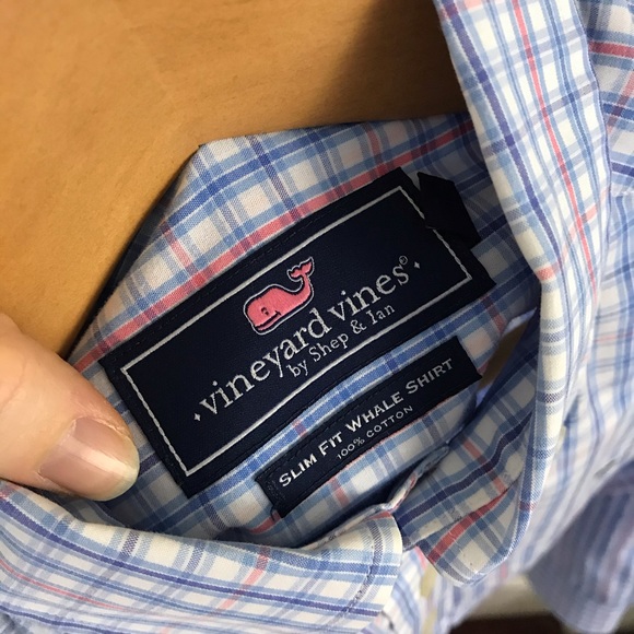 Vineyard Vines Slim Fit Whale Shirt XS Blue Plaid - Picture 3 of 6